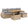Salon de jardin avec coussins 6 pcs beige résine tressée 