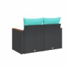 Canapé de jardin avec coussins 2 places en résine tressée noire 