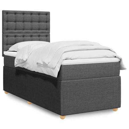 Sommier à lattes de lit avec matelas Gris foncé 80x200 cm Tissu 