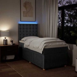 Sommier à lattes de lit avec matelas Gris foncé 80x200 cm Tissu 