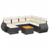 Salon de jardin 8 pcs avec coussins noir résine tressée 
