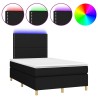 Sommier à lattes de lit matelas et LED noir 120x190 cm tissu 