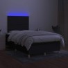 Sommier à lattes de lit matelas et LED noir 120x190 cm tissu 