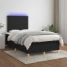 Sommier à lattes de lit matelas et LED noir 120x190 cm tissu 