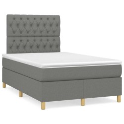 Sommier à lattes de lit avec matelas gris foncé 120x190cm tissu 