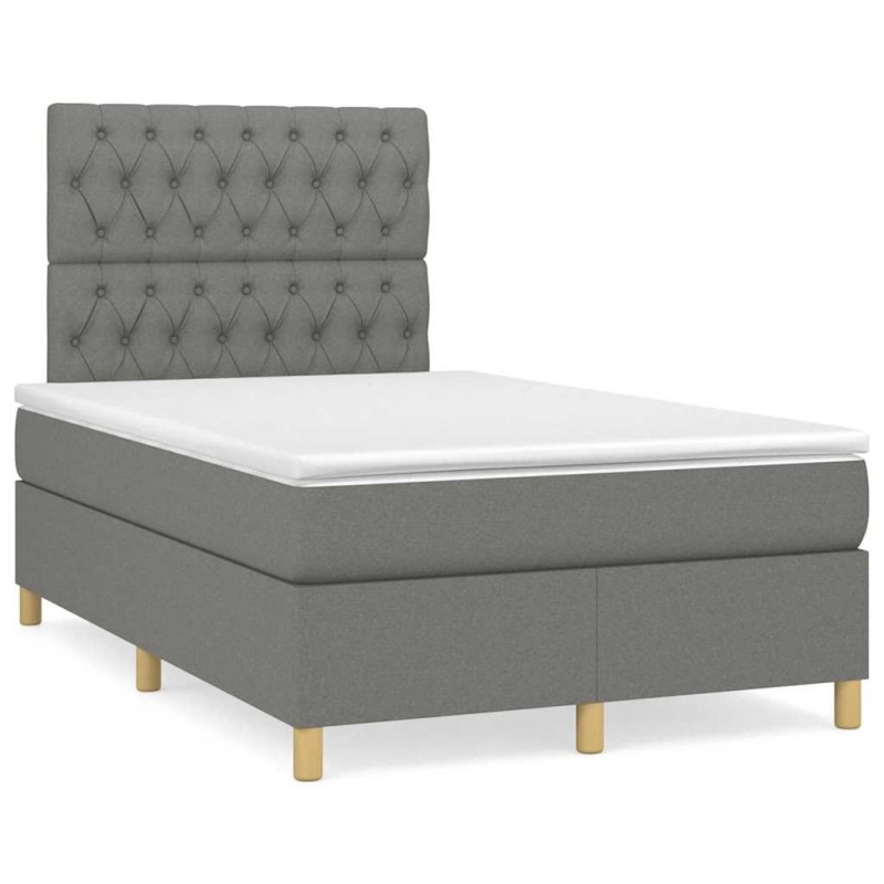 Sommier à lattes de lit avec matelas gris foncé 120x190cm tissu 