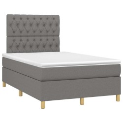 Sommier à lattes de lit avec matelas gris foncé 120x190cm tissu 