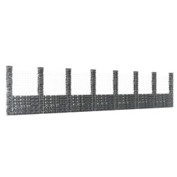 Panier de gabion en forme de U avec 8 poteaux Fer 860x20x200 cm 