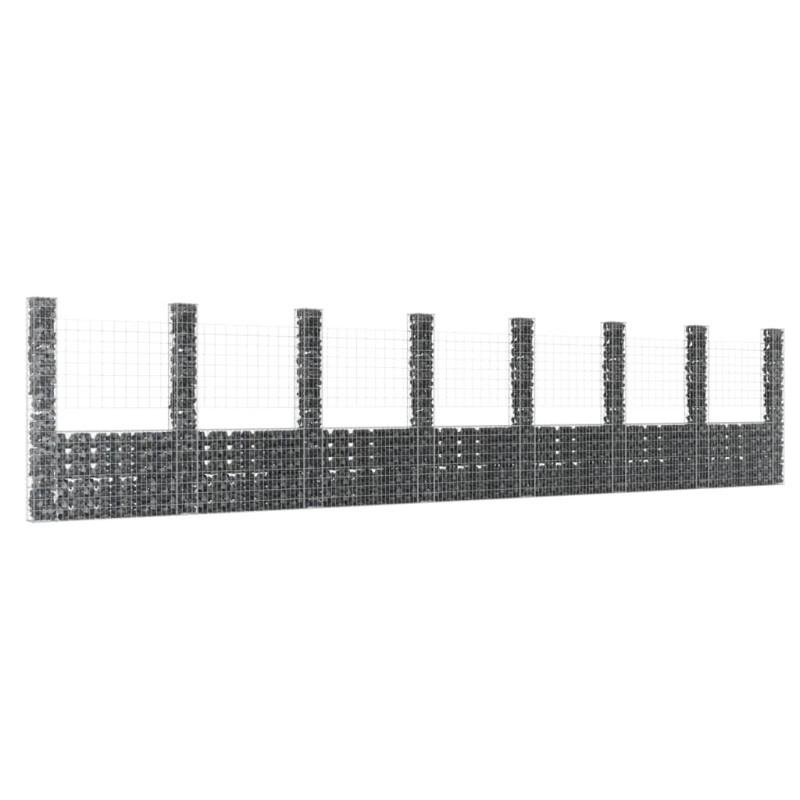 Panier de gabion en forme de U avec 8 poteaux Fer 860x20x200 cm 