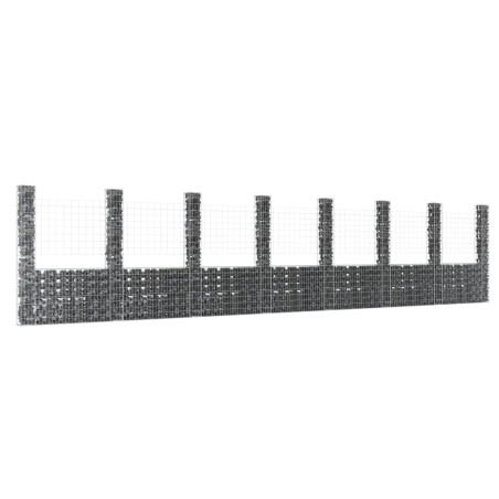 Panier de gabion en forme de U avec 8 poteaux Fer 860x20x200 cm 