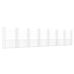 Panier de gabion en forme de U avec 8 poteaux Fer 860x20x200 cm 
