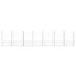 Panier de gabion en forme de U avec 8 poteaux Fer 860x20x200 cm 