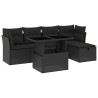 Salon de jardin 6 pcs avec coussins noir résine tressée 