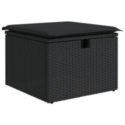 Salon de jardin 6 pcs avec coussins noir résine tressée 