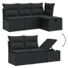 Salon de jardin 6 pcs avec coussins noir résine tressée 