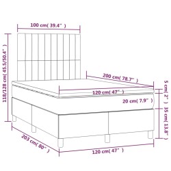 Sommier à lattes de lit avec matelas Gris foncé 120x200cm Tissu 