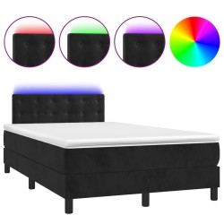 Sommier à lattes de lit avec matelas et LED Noir 120x200 cm 