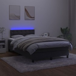 Sommier à lattes de lit avec matelas et LED Noir 120x200 cm 