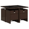 Ensemble à manger de jardin et coussins 9 pcs marron poly rotin 