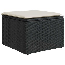 Salon de jardin 6 pcs avec coussins noir résine tressée 