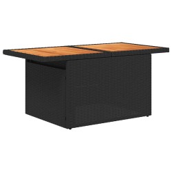 Salon de jardin 6 pcs avec coussins noir résine tressée 