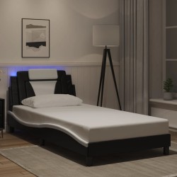 Cadre de lit avec LED sans matelas noir et blanc 100x200 cm 