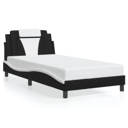 Cadre de lit avec LED sans matelas noir et blanc 100x200 cm 