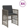 Chaises de jardin avec coussins lot de 4 gris résine tressée 