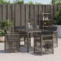 Chaises de jardin avec coussins lot de 4 gris résine tressée 