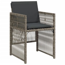 Chaises de jardin avec coussins lot de 4 gris résine tressée 