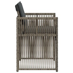 Chaises de jardin avec coussins lot de 4 gris résine tressée 