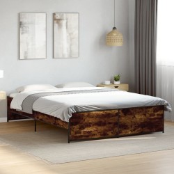 Cadre de lit sans matelas chêne fumé 160x200 cm 