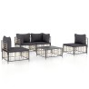Salon de jardin 5 pcs avec coussins anthracite résine tressée 