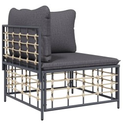 Salon de jardin 5 pcs avec coussins anthracite résine tressée 