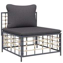 Salon de jardin 5 pcs avec coussins anthracite résine tressée 