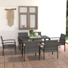 Ensemble à manger de jardin 7 pcs Résine tressée Gris 
