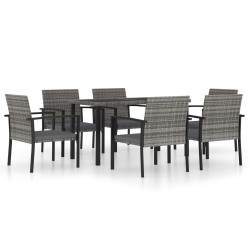 Ensemble à manger de jardin 7 pcs Résine tressée Gris 