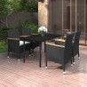 Ensemble à manger de jardin coussins 5 pcs Résine tressée Verre 