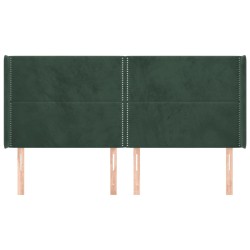Tête de lit avec oreilles Vert foncé 203x16x118/128 cm Velours 