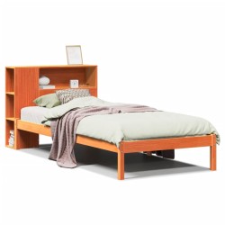 Lit bibliothèque sans matelas cire marron 90x200 cm pin massif 