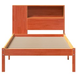 Lit bibliothèque sans matelas cire marron 90x200 cm pin massif 