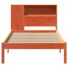 Lit bibliothèque sans matelas cire marron 90x200 cm pin massif 