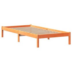 Lit bibliothèque sans matelas cire marron 90x200 cm pin massif 