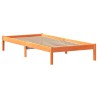 Lit bibliothèque sans matelas cire marron 90x200 cm pin massif 