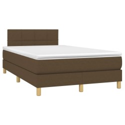 Sommier à lattes de lit et matelas marron foncé 120x190cm tissu 