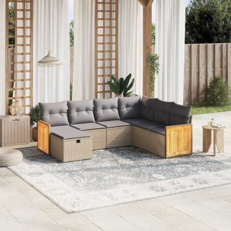 Salon de jardin avec coussins 7pcs mélange beige résine tressée 