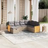 Salon de jardin avec coussins 7pcs mélange beige résine tressée 