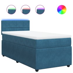 Sommier à lattes de lit avec matelas bleu 90x200 cm velours 