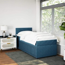 Sommier à lattes de lit avec matelas bleu 90x200 cm velours 