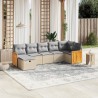 Salon de jardin avec coussins 7pcs mélange beige résine tressée 